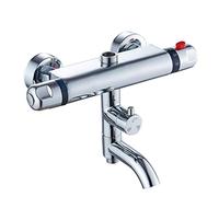 QTANZIQI Chrome Brass Thermostatic Faucet Bathroom Shower Faucets Wall Mounted Bathtub Mixer Bath Torneira Banheiro Bathtub Faucet Hot and Cold Water Mixer