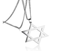 QTANZIQI Classic Men's Star of David Pendant Necklace in Black Color Stainless Steel Israel Jewish Jewelry Chain 24 inch