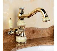 QTANZIQI Classic White Black Jade Base Bathroom Bath Faucet Kitchen Sink Faucet Hand-Wash Basin Cold Water Mixer,White Jade