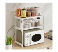 QTANZIQI Compact Microwave Storage Rack - Kitchen Organizer for Microwave Cookware & Utensils Carbon Steel Space-Saving Perfect for Countertop Use