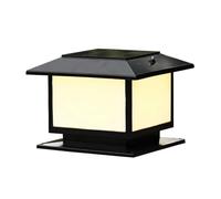 QTANZIQI Contemporary Solar Powered Square Column Lamp Black Industrial Pillar Light for 4x4 5x5 6x6 Posts Perfect for Deck Patio Garden and Wall Decoration