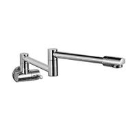 QTANZIQI Copper Chrome Plated Single Cold Kitchen Faucet Rotating Stretch Extension Folding Faucet(Black(With Dual Spout))