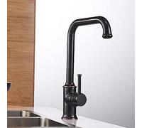 QTANZIQI Copper Silver Black Antique Kitchen Sink Faucet Cold and Hot Water Mixer Single Hole Single Handle Kitchen Faucet 7,Black (Color : Nero)