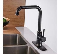 QTANZIQI Copper Silver Black Antique Kitchen Sink Faucet Cold and Hot Water Mixer Single Hole Single Handle Kitchen Faucet 7,Black (Color : Black Belt Pedestal)