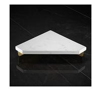 QTANZIQI Corner Shower Caddy - Floating Bathroom Shelf White Marble Aluminum Brass Stone Support Wall-Mounted Storage Rack for Shampoo & Gel Kitchen