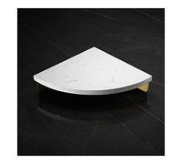 QTANZIQI Corner Shower Caddy - Floating Bathroom Shelves White Marble & Aluminum Brass Support Wall-Mounted Storage for Shampoo Body Wash Kitchen Space-Saving Solution