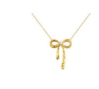 QTANZIQI Creative Little Bowknot Pendant Necklace for Women, Stainless Steel Plated Necklace, Fashion Waterproof Jewelry
