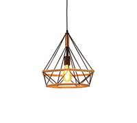 QTANZIQI Creative Personality Diamond Shape Hanging Light, Black Wrought Iron Polygon Chandelier, E27 Light Source Single Head Bar Farmhouse Decoration Pendant Lamp