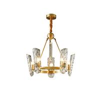 QTANZIQI Crystal Chandelier, Gold E27 Brushed Copper Pendant Light with Glass Shade Adjustable Ceiling Fixture for Living Room Bedroom Lighting(5 Lights,60x40cm(24x16inch))