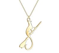 QTANZIQI cute Ride Pendant Necklace Steel Witch's Kitten Choker Neck Chain for Women Animal Jewelry