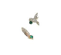 QTANZIQI Delicate Bird,Feather Stud Earrings, Cute 925 Sterling Silver Plated 14K Gold Zirconia Earrings for Girls Teens, Women Birthday Christmas Jewelry Gifts