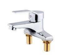 QTANZIQI Double Hole Hot & Cold Copper Faucet - Two-Way Basin Mixer for Bathroom Sink, Stylish Bathroom Wash Basin Tap