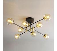 QTANZIQI E27 magic bean molecular chandelier,Scandinavian minimalist ceiling light,for bedroom living room dining study lamps,Amber,8 heads