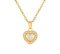 QTANZIQI Elegant Dainty Heart Pendent Necklace Plated Cubic Love Neck Collar Girls Jewelry