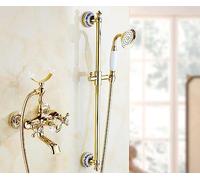 QTANZIQI Elegant WallMounteBathtub Faucet Set with Crystal Mixer Tap & HandhelShowerModern Bathroom Fixtures for a Luxurious Spa Experience (HSMHB3G)