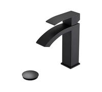 QTANZIQI Elegant Waterfall Spout Bathroom Sink Faucet with Single Handle and Pop-Up Drain Stainless Steel Finish