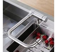 QTANZIQI Folding Faucet Kitchen Inner Window Hot and Cold Stainless Steel 360° Rotation 2 Modes Kitchen Sink Faucets