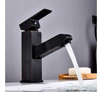 QTANZIQI Full Copper Strip Pull-Out Sprinkler Faucet Black Antique Cold Water Mixer Washable Bathroom Sink Faucet Single Handle,One (Color : Two)