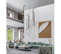 QTANZIQI Geometric LED Chandelier Pendant Light for Dining Table Dimmable Hanging Lamp with Adjustable Height Living Room Bedroom Villa Hotel.