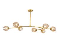 QTANZIQI Glass Globe Chandelier, Sputnik Chandelier,Creative Iron Art Light,E27 Nordic Molecular Chandelier,Brass Plating Ceiling Light Fixture During Dining-Amber lampshade