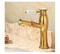 QTANZIQI Gold Bathroom Basin Faucet Solid Brass and Jade Material Faucet Sink Mixer Tap Hot and Cold Lavatory Faucet Sink Crane (Color : Rosso)
