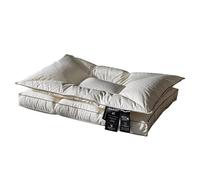 QTANZIQI Goose Feathers and Down White Pillows with Jacquard Fabric Cover, Soft Comfort Pillow for Back, Stomach, Side Sleepers, Bed Pillow Set of 2, Standard Size 48 X 74 CM,White