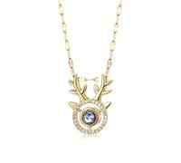 QTANZIQI Have You All The Way Memory Of Love Antlers Necklaces For Women Romantic Wedding 18k Plated Valentine Day present