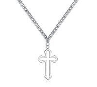 QTANZIQI Hip Hop Street Geometry Retro Cross Pendant Steel Simple Necklace Unisex Valentine's Day Leisure Holiday Jewelry