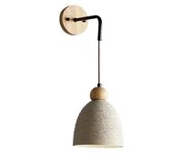 QTANZIQI Indoor Mid Century Wall Sconce Vintage Farmhouse Wall Light Fixture with Pull Chain Grey Cement Concrete Wood Base Industrial Wall Lamp for Bedroom Bedside Living Room(Without pull chain