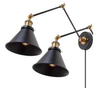 QTANZIQI Industrial Retro Wall Light with Adjustable Swing Arm & SwitchE27 Wall Sconce for Living Room Bedroom RoomStylish Ceiling Hanging Lamp Vintage Indoor Lighting