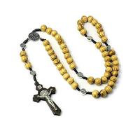 QTANZIQI Ins Style Retro Natural Wood Beads Cross Necklace Unisex Anniversary Valentine's Day Handmade Casual Holiday Party Jewelry