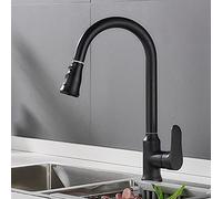 QTANZIQI Kitchen Faucet with Pull Down Sprayer,2 Spouts Out Sink,Single Handle with,Hot and Cold Water,Black(Nero)
