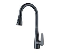 QTANZIQI Kitchen Faucets with Pull Down Sprayer,360° Rotating Sink Faucet,3-Function with,Single Handle Hot and Cold Water Mixer,Black