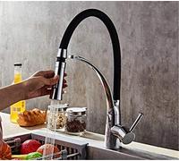 QTANZIQI Kitchen Mixer Sink Faucet Brass Black with Chrome∕Torneira Tap Kitchen Faucets Hot Cold Deck Mounted Bath Mixer Tap with Aerator Single Handle,Chrome