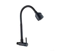 QTANZIQI Kitchen Single Cold Faucet,Kitchen Tap Stainless Steel Hose Into The Wall Bendable Flexible Neck Sink Faucet