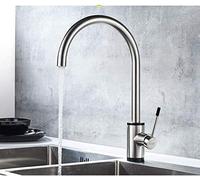 QTANZIQI Kitchen Taps Faucet Kitchen Faucet Swivel Single Hole Handle Rotation Tap Brushed Stainless Steel Classic Kitchen Faucets L74013
