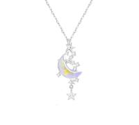 QTANZIQI Korea Crystal Moon Star Chokers Necklace Colorful Glazed Stone Pendant Necklaces for Women Neck Chain Jewelry presents
