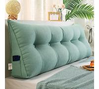 QTANZIQI Large Triangular Wedge Reading Pillow for Bed & Couch Double Bedside Backrest Cushion with Washable Cover - 120x50x20cm Comfortable Support for Bedroom Blue