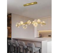 QTANZIQI Linear Starry Pendant Lamp, Mid-Century Crystal Balloon Lights For Dining Room, Glass Chandeliers, Sputnik Lamp Kitchen Ceiling D(Color:GOLD-B)