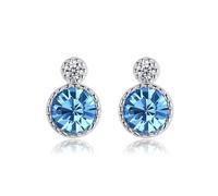 QTANZIQI Lllunimon Colorful Round Crystal Stud Earrings 925 Sterling Silver Women's Earrings Tricolor Crystal Earrings Everyday Wear Gift for her