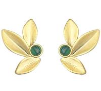 QTANZIQI Lllunimon Green Earrings, Gold Plated Leaf Shaped Malachite Ear Studs, Daily Glamorous Elegant Jewelry, Streetwear, Gift for Mom/Girlfriend/Sisters