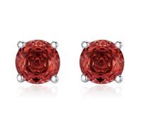 QTANZIQI Lllunimon Red rose-cut 925 sterling silver earrings, handmade micro-inlaid jewelry, warm and romantic style Everyday wear gifts for her