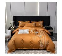 QTANZIQI Luxury Bedding Set 1000TC Cotton Flowers Embroidery Queen King Duvet Cover Set Bed Sheet Pillowcases,Bed,B,FLAT BED SHEET_QUEEN 4PCS