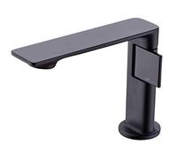 QTANZIQI Matte Black Bathroom Brass Single Handle Basin Sink Mixer Faucet with Extra Long Spout Lavatory Vanity Tap