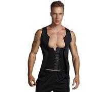 QTANZIQI Mens Compression Shirt Belly Slimming Body Waist Trainer Vest Sleeveless Zipper Undershirt Tank Top Shapewear