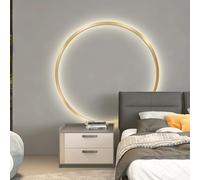 QTANZIQI Minimalist Dimmable Large Circle Indoor Wall Sconce for Living Room Décor 3000K/4500K/6500K Hard Wired Bedside Wall Lamp 50cm Gold Finish