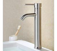 QTANZIQI Modern Contemporary Bathroom Lavatory Vanity Vessel Sink Faucet Tall,Chrome∕Brushed,B