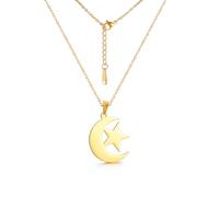 QTANZIQI Moon and Star Pendant Necklace for Girl Women Stainless Steel Dainty Charm Choker Necklace young man Birthday Jewelry present