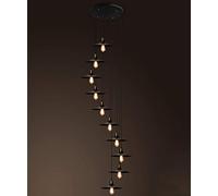 QTANZIQI Multi Lights Staircase Creativity Long Chandelier American Country Style Duplex House Spiral Minimalist Ceiling Light for Living Room Large Pendant Industrial Made in