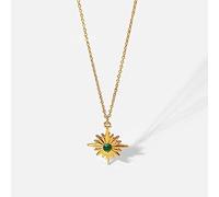 QTANZIQI New Ins Style 18k Plated Stainless Steel Set With Bright Eight Stars Pendant Necklace Valentine'S Day present